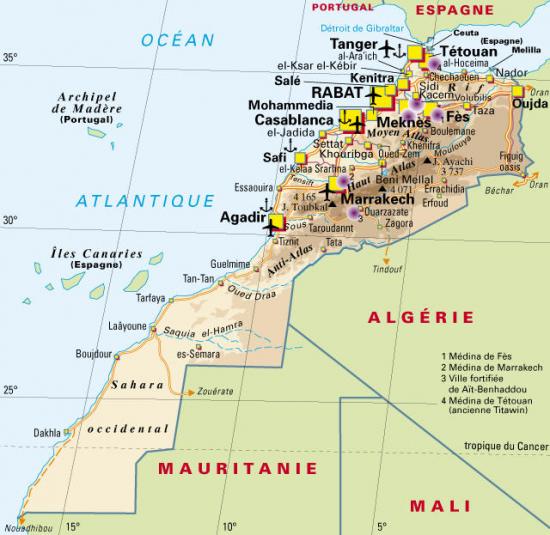 carte du royaume du maroc